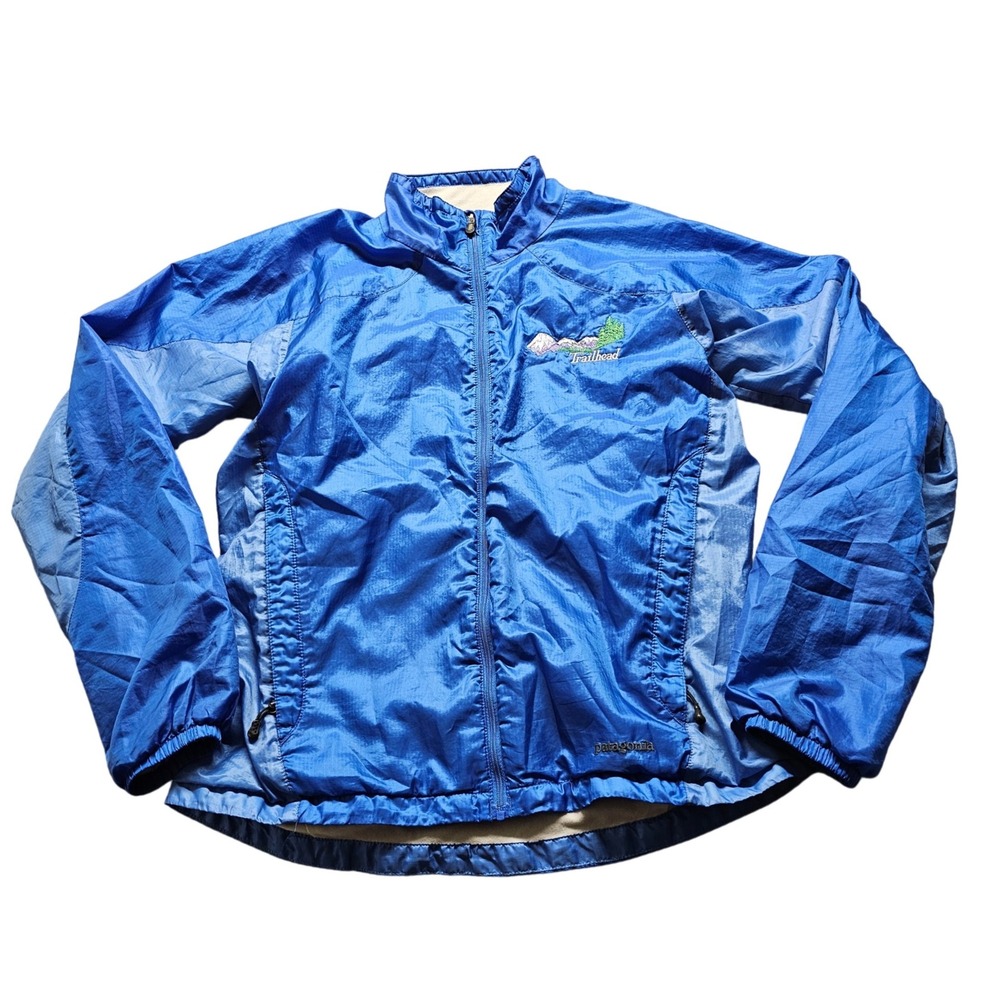 Patagonia Windbreaker Jacket Women XS Blue Full Zip Fleece Lined Trailhead 24105